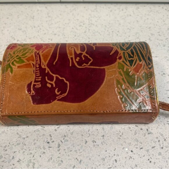 Vintage Genuine Boardy Leather Hand Tooled Elephant Safari Purse -Snap Closure - Picture 4 of 14